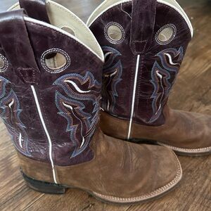 Old West Kids Boots in Brown and Purple